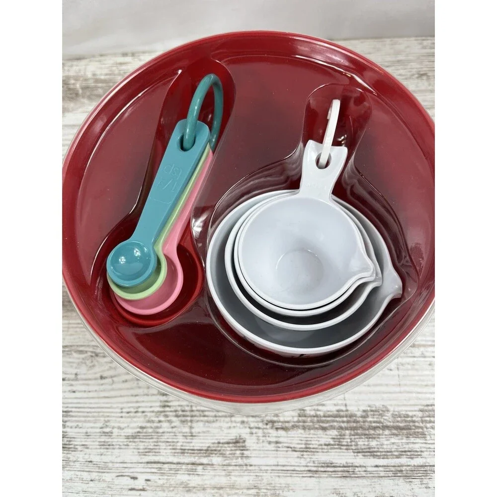 PIONEER WOMAN MELAMINE 9PC Measuring SET & Bowl CHEERFUL ROSE NEW